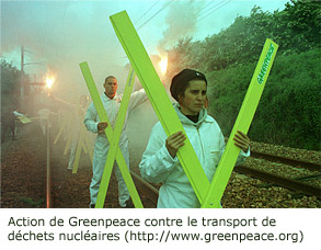 action de greenpeace contre le transport de dechets nucleaires
