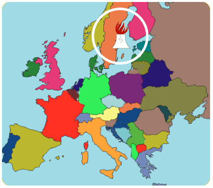 carte de l'Europe avec incident nucleaire en Suede